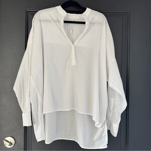 Aritzia The Babaton Group Boho Open Collar Popover White Tunic Top 100% Cotton
